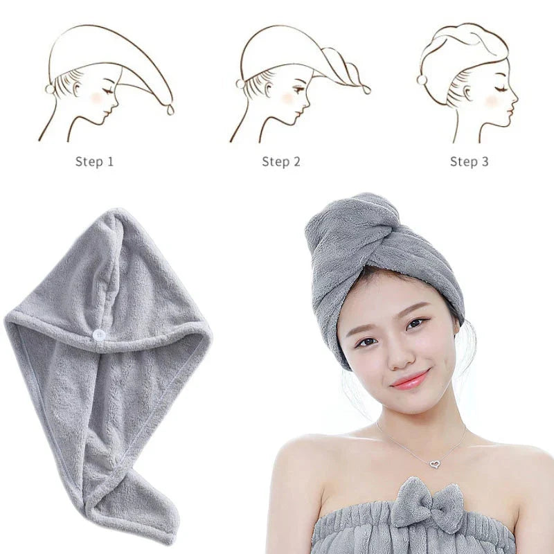 Imported Turby Towel Bath Towel – Super Absorbent & Quick-Drying Hair Cap (Random Color, 65cm)