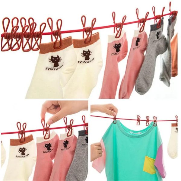 Clip & Hang 185cm Portable Clothesline – Windproof & Travel-Friendly