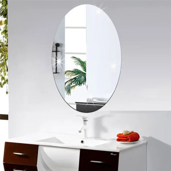 Oval Acrylic Mirror Wall Sticker – Stylish & Easy-to-Apply Decor