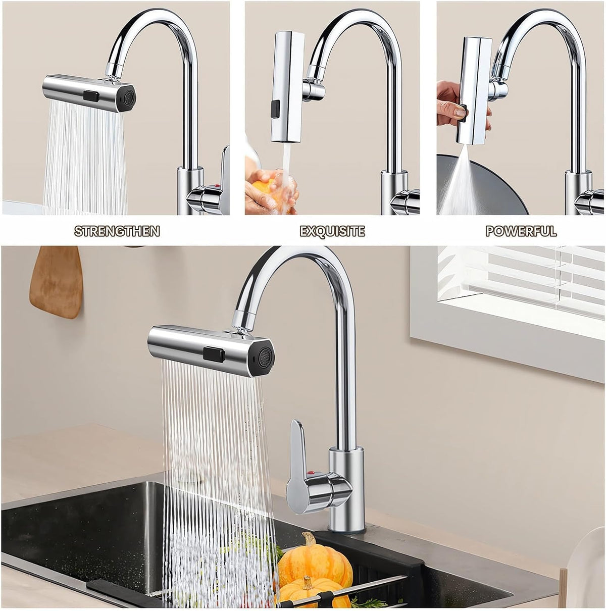 Multifunctional Kitchen Sink Waterfall Faucet Pressurized Bubbler